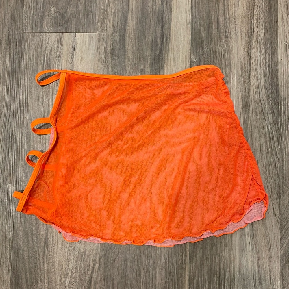 Orange Sheer Cover Up Skirt